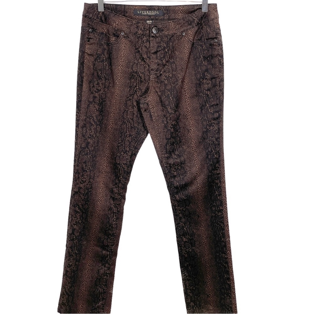 Liverpool Jeans Company Let it Be Snakeskin Print Jeans Black/Brown Size 29/8